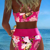 Bikini med Kontrastblomster og Slids - Elegant Sommerlook