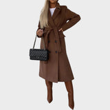 Gina | Elegant Lang Frakke med Rever og Knapper