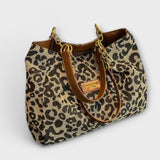 Olivia Leopard Tote i Lærred