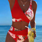Bikini med Kontrastblomster og Slids - Elegant Sommerlook