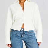 Grace Draperet Bluse med Knapper