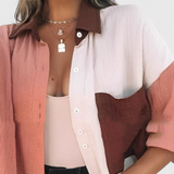 Farvet Bluse Juniper med Unikke Knapper