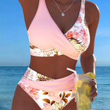 Bikini med Kontrastblomster og Slids - Elegant Sommerlook