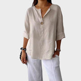 Zamma | Linned V-hals Bluse