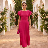 Seraphina | Elegant Maxi Kjole med Plisseringer og Knude i Taljen