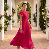 Seraphina | Elegant Maxi Kjole med Plisseringer og Knude i Taljen