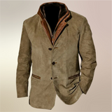 Victor | Vintage Suede Jakke med Læderdetaljer