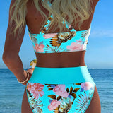 Bikini med Kontrastblomster og Slids - Elegant Sommerlook