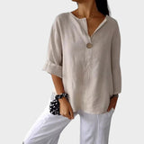 Zamma | Linned V-hals Bluse
