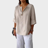 Zamma | Linned V-hals Bluse