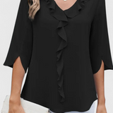 Annemiek Løs Skåret Bluse med Sofistikeret Design