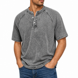 Enzo Henley Vintage i Premium Vasket Bomuld